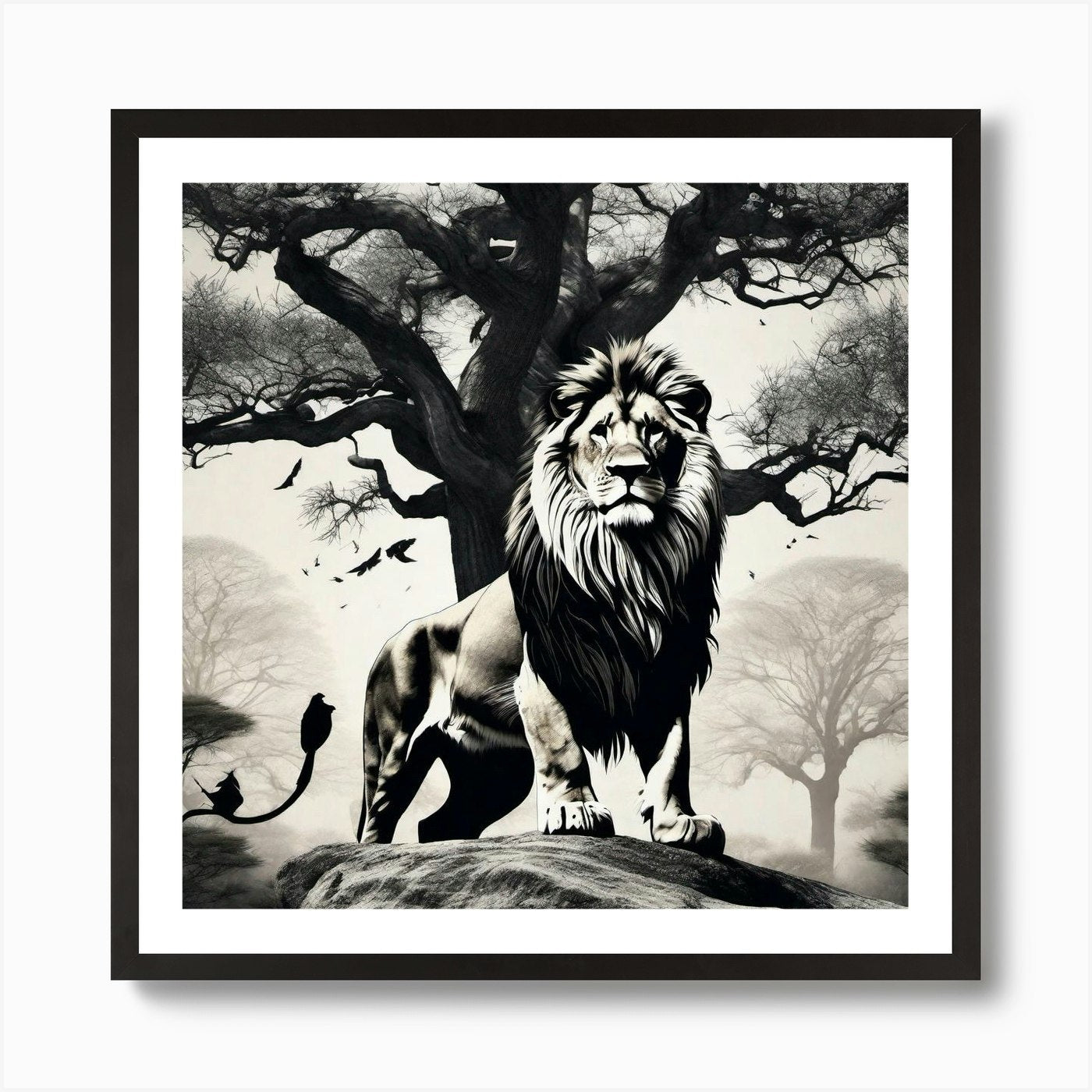Lion In The Forest 26 Art Print Framed Wall Art Poster Canvas Print Picture