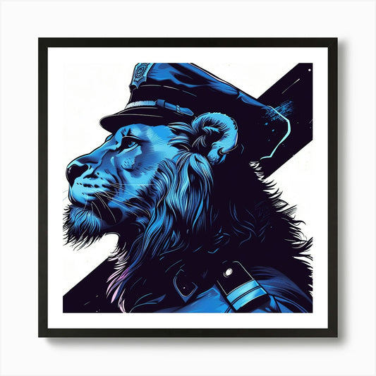 Police Lion Art Print Framed Wall Art Poster Canvas Print Picture