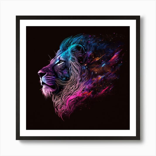 Galaxy Lion 2 Art Print Framed Wall Art Poster Canvas Print Picture