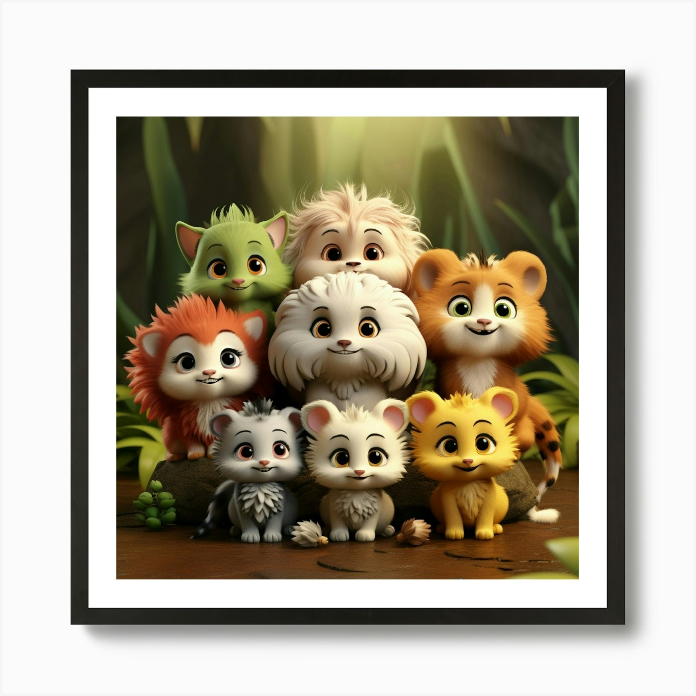 Family Of Lions Art Print Framed Wall Art Poster Canvas Print Picture
