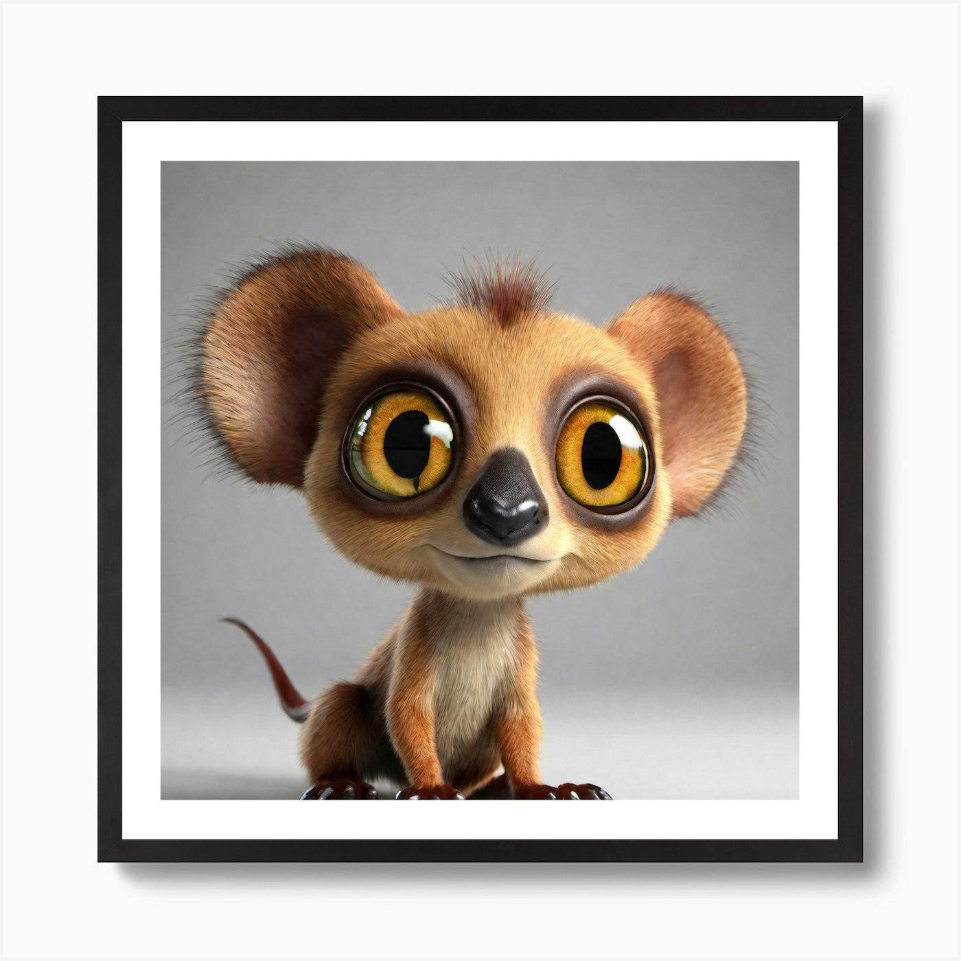 Lion Cute Creepy Critter Art Print Framed Wall Art Poster Canvas Print Picture