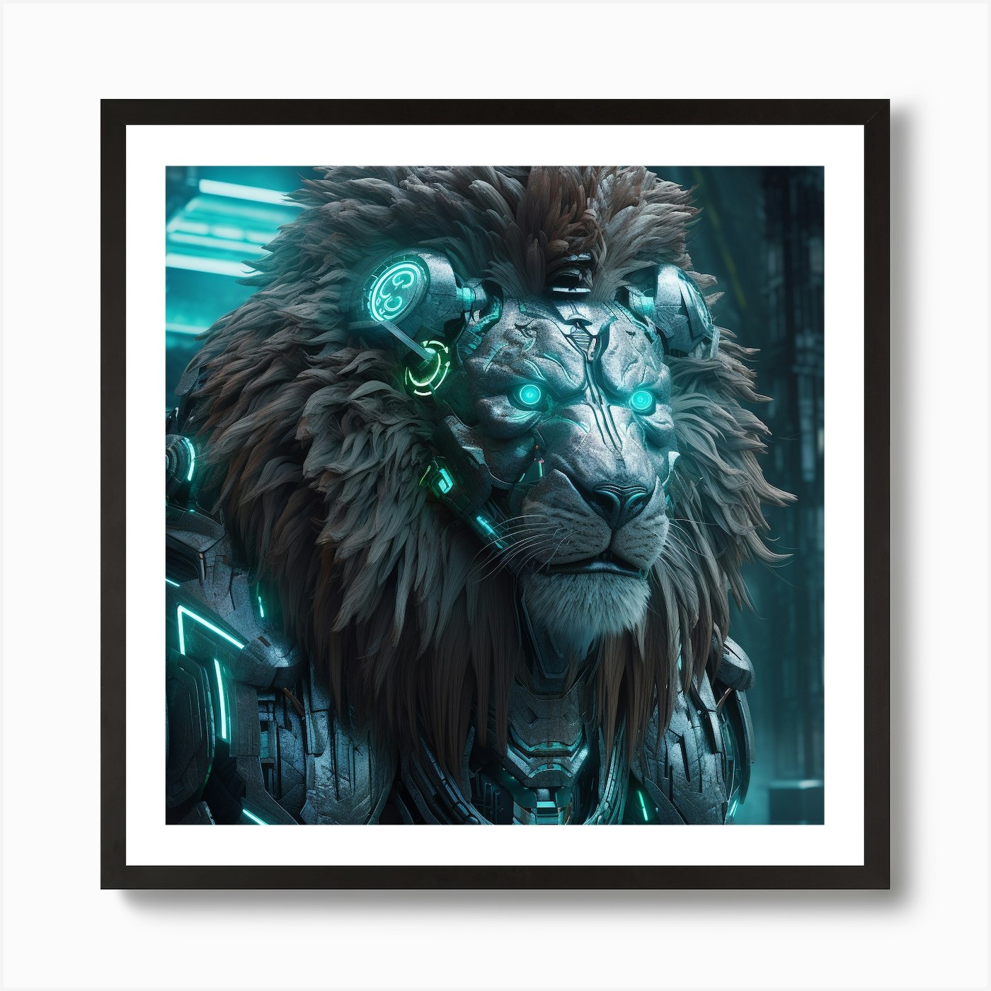 Armadiler Lion Sufusticated Futuris Framed Wall Art Poster Canvas Print Picture