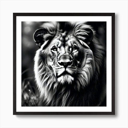 Black And White Lion 1 Art Print Framed Wall Art Poster Canvas Print Picture