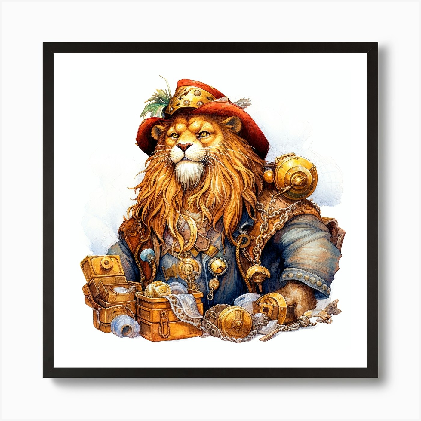 Steampunk Lion Art Print Framed Wall Art Poster Canvas Print Picture