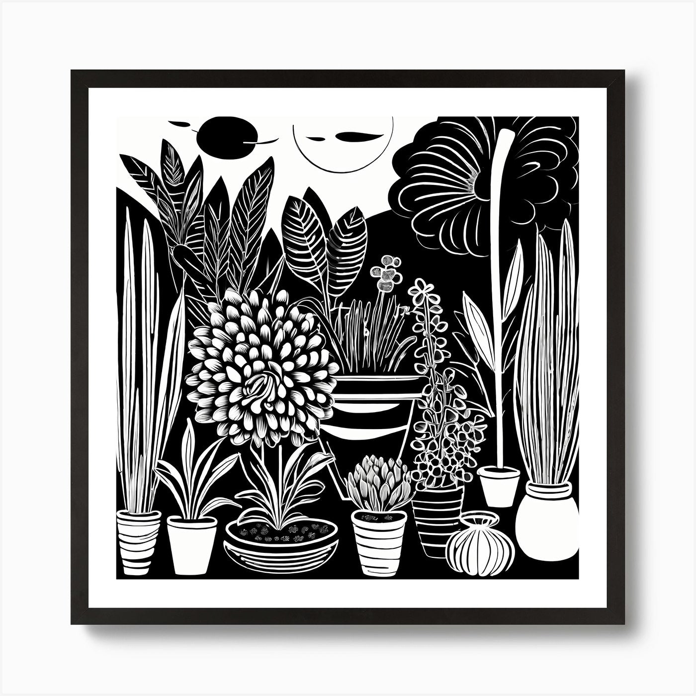 Lion cut inspired Black and white G Framed Wall Art Poster Canvas Print Picture