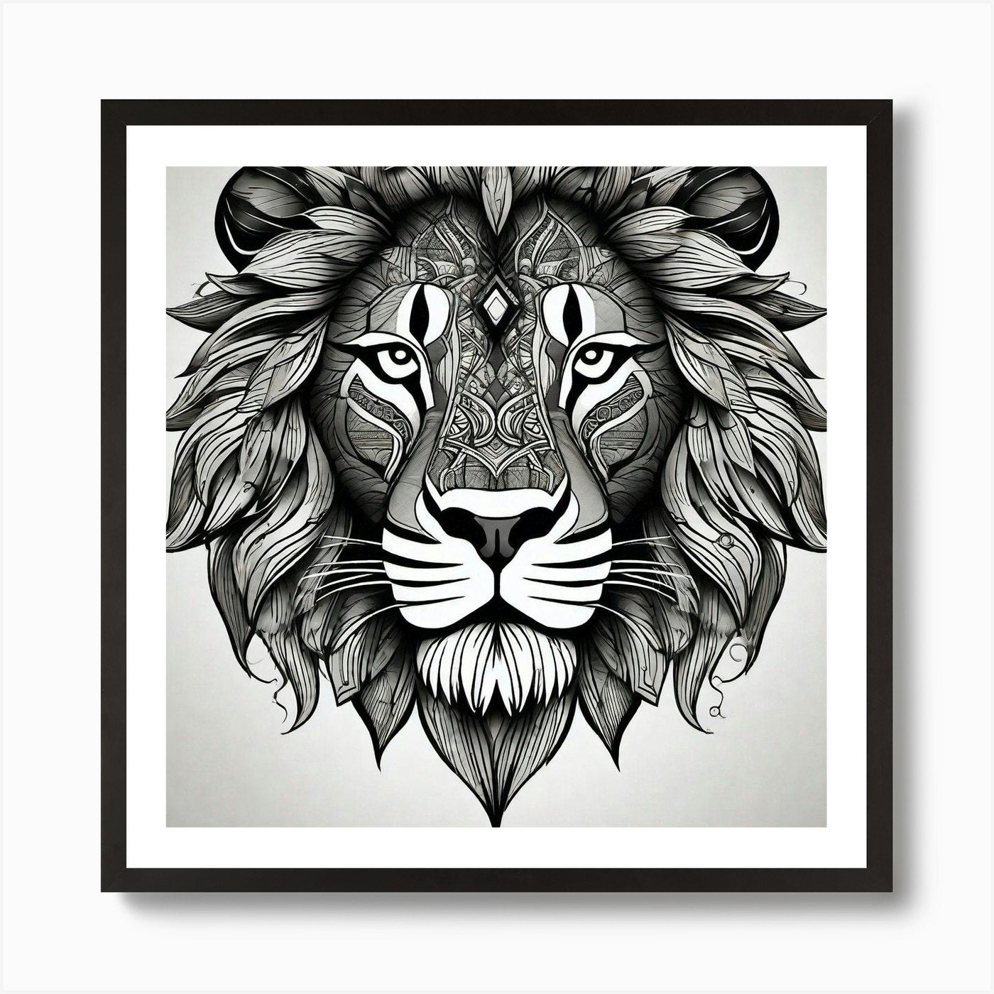 Lion Head Tattoo Art Print Framed Wall Art Poster Canvas Print Picture