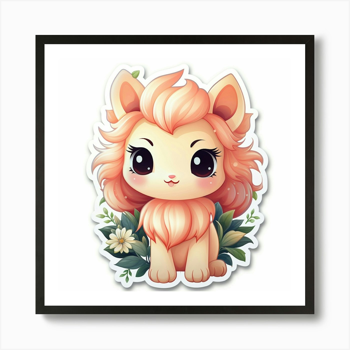 Kawaii Lion Art Print Framed Wall Art Poster Canvas Print Picture