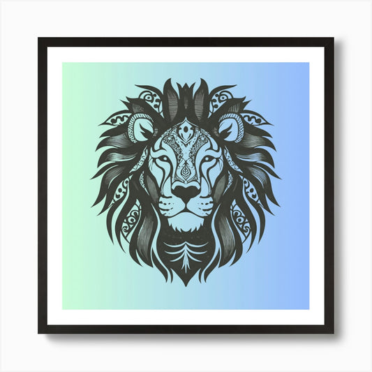 Lion Head 6 Art Print Framed Wall Art Poster Canvas Print Picture