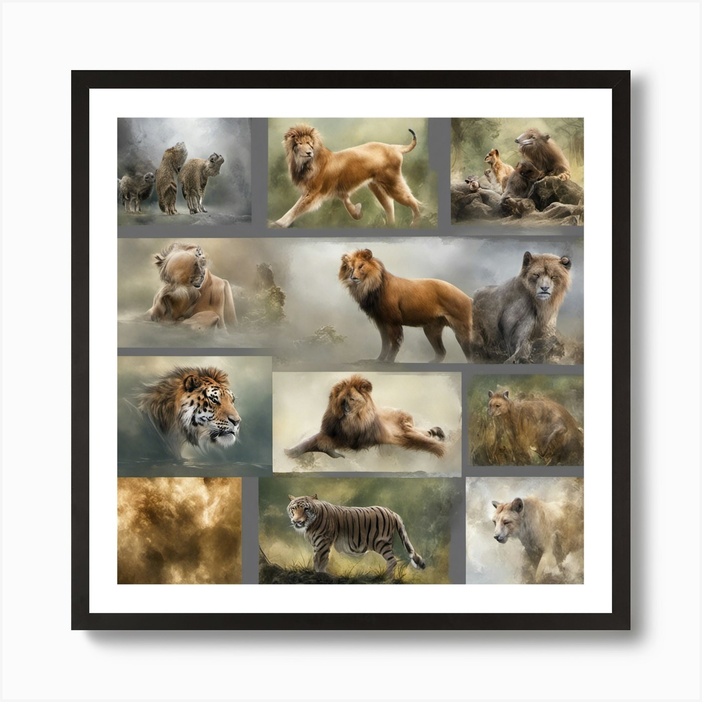 Lions Art Print Framed Wall Art Poster Canvas Print Picture