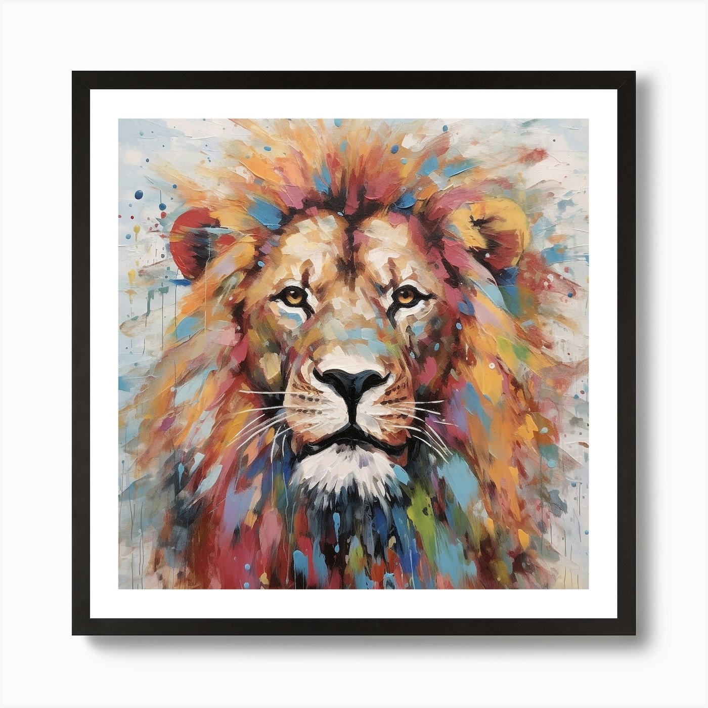Armadiler Lion Head Painting With K Framed Wall Art Poster Canvas Print Picture