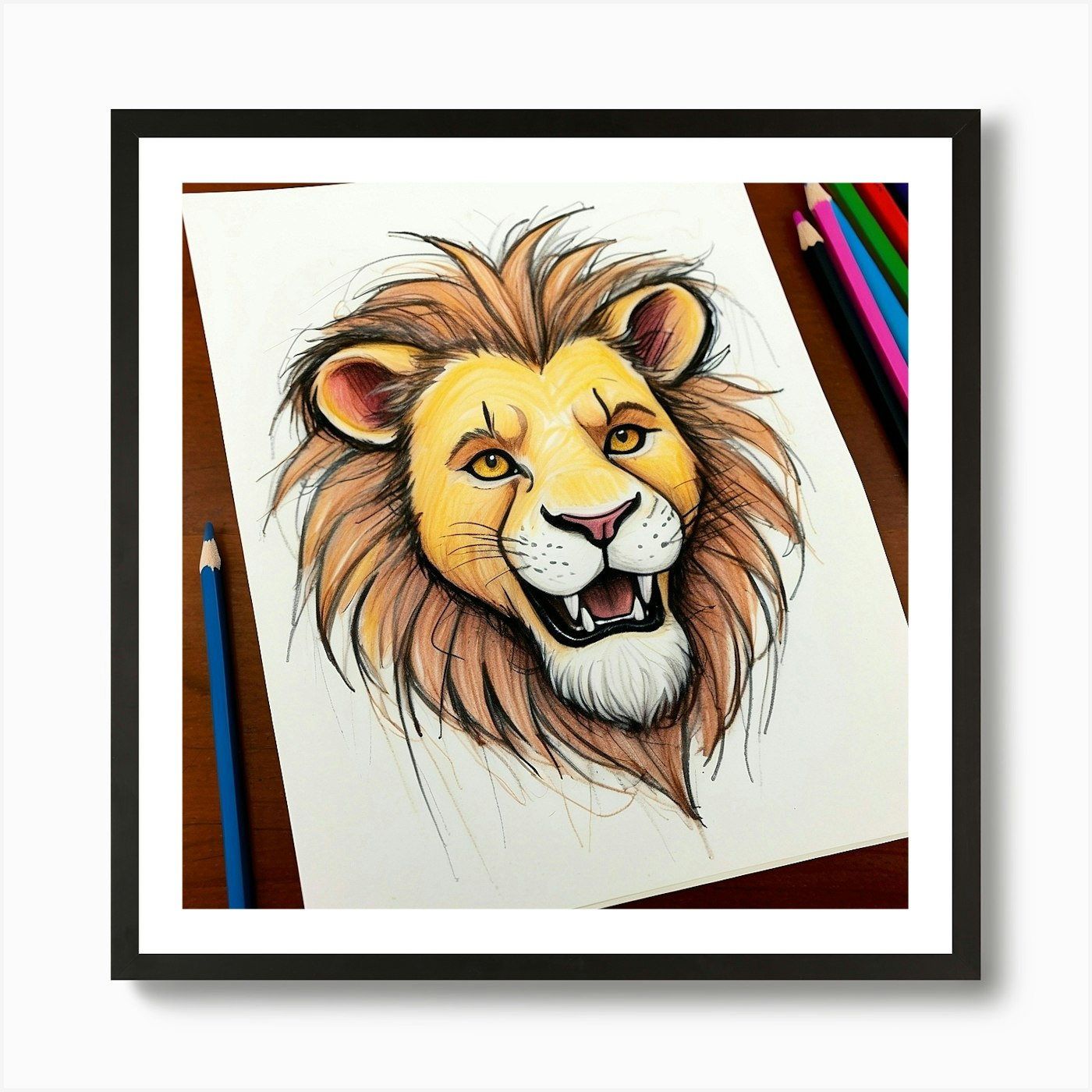 Lion Drawing 10 Art Print Framed Wall Art Poster Canvas Print Picture