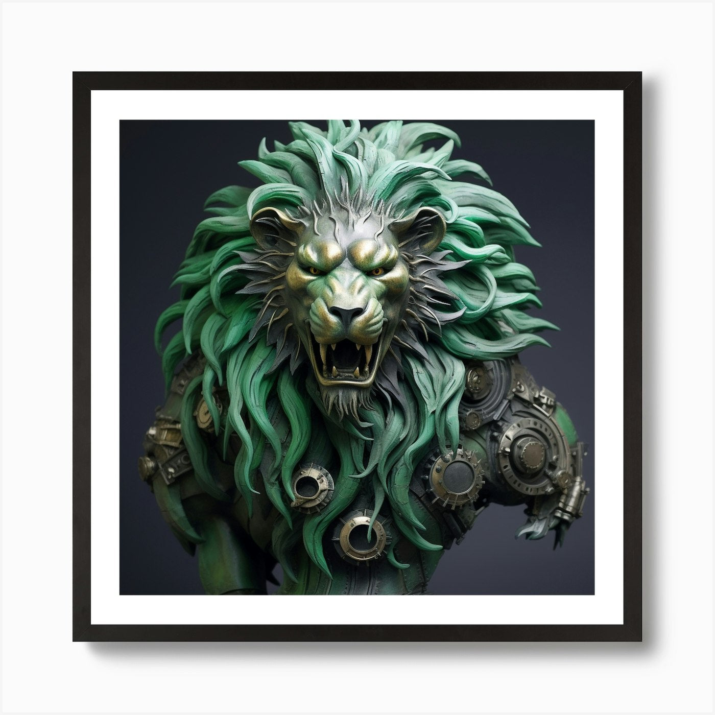 Armadiler Lion Head Made From Metal Framed Wall Art Poster Canvas Print Picture