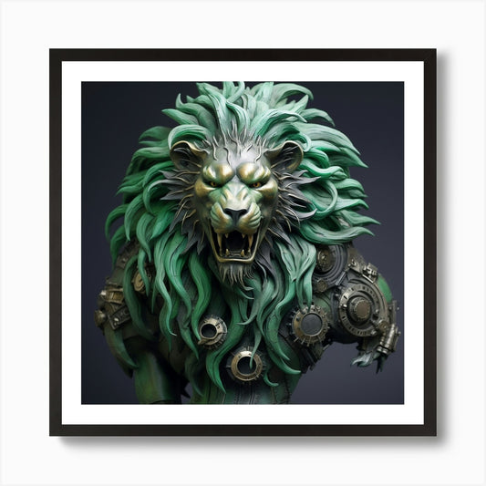 Armadiler Lion Head Made From Metal Framed Wall Art Poster Canvas Print Picture