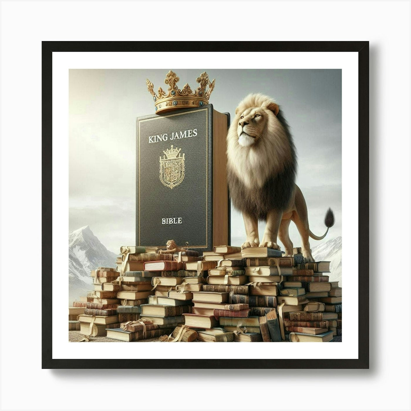 Kjv With Regal Lion Art Print Framed Wall Art Poster Canvas Print Picture