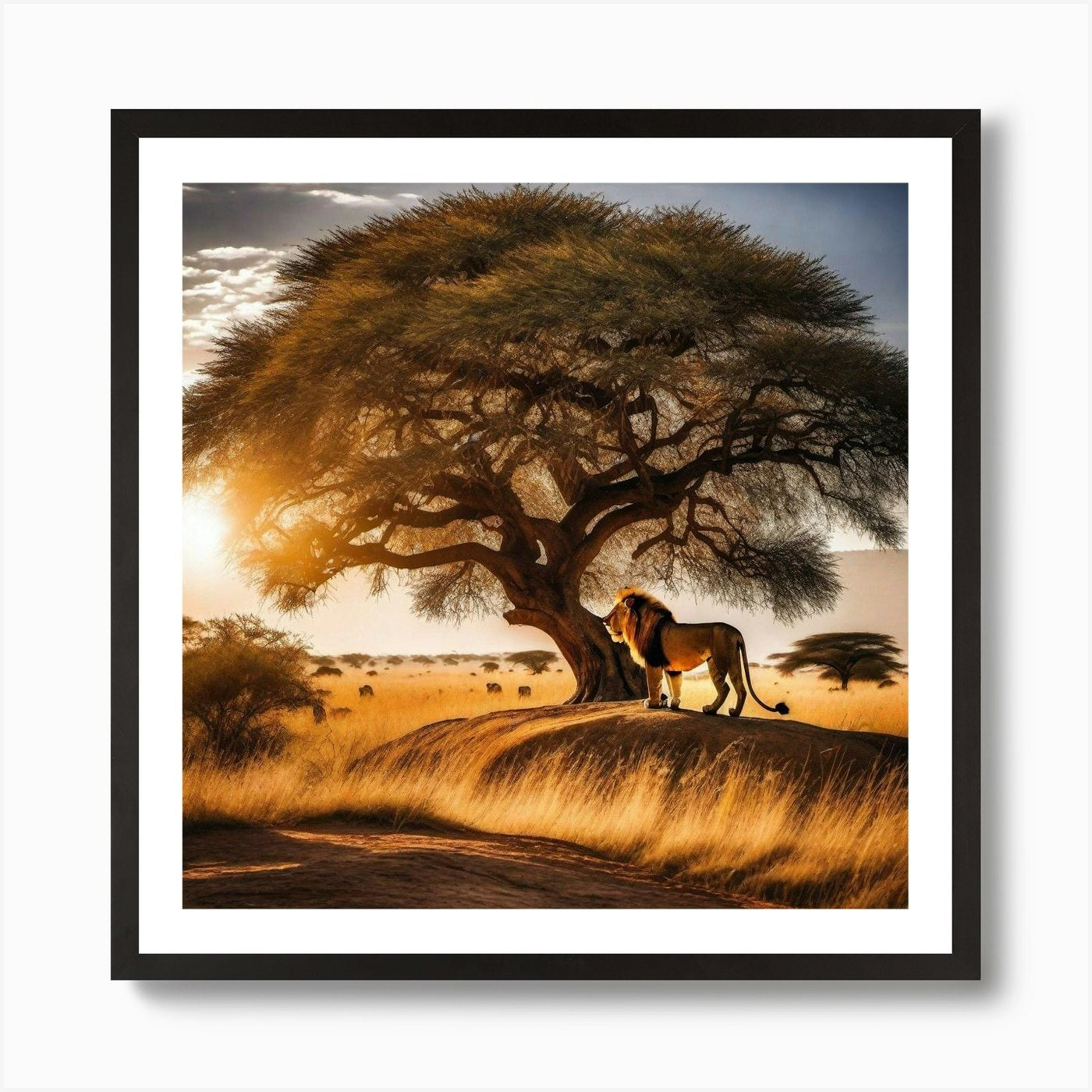 Lion Under The Tree 24 Art Print Framed Wall Art Poster Canvas Print Picture