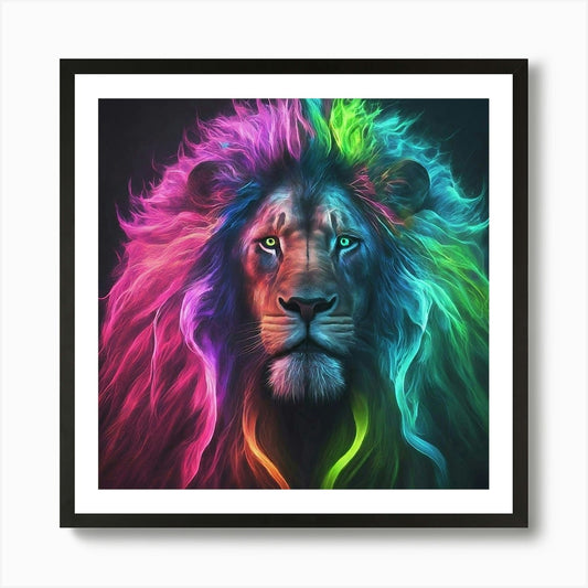 Rainbow Lion Art Print Framed Wall Art Poster Canvas Print Picture