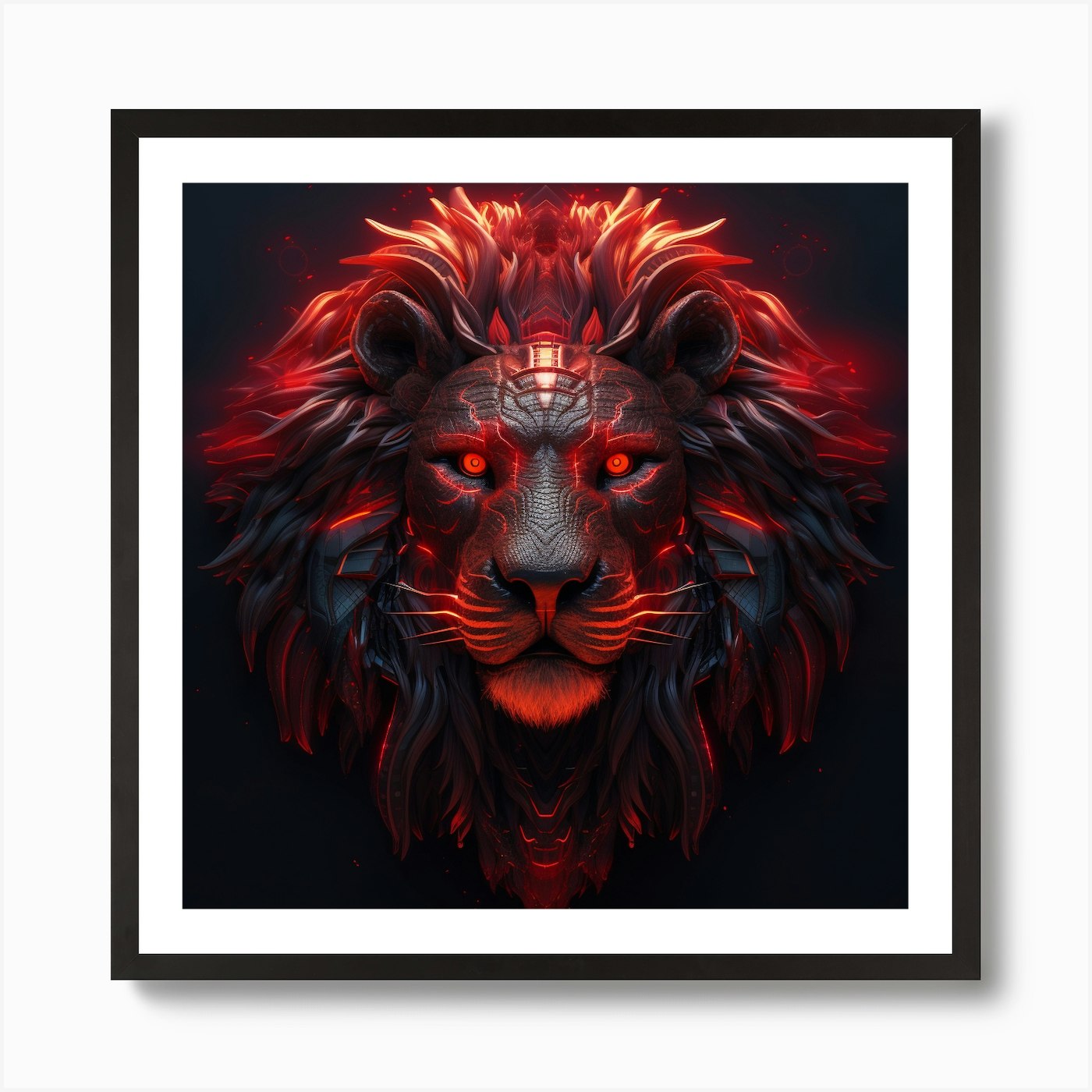 Armadiler Lion Futuristic Style Hyp Framed Wall Art Poster Canvas Print Picture