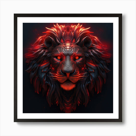 Armadiler Lion Futuristic Style Hyp Framed Wall Art Poster Canvas Print Picture