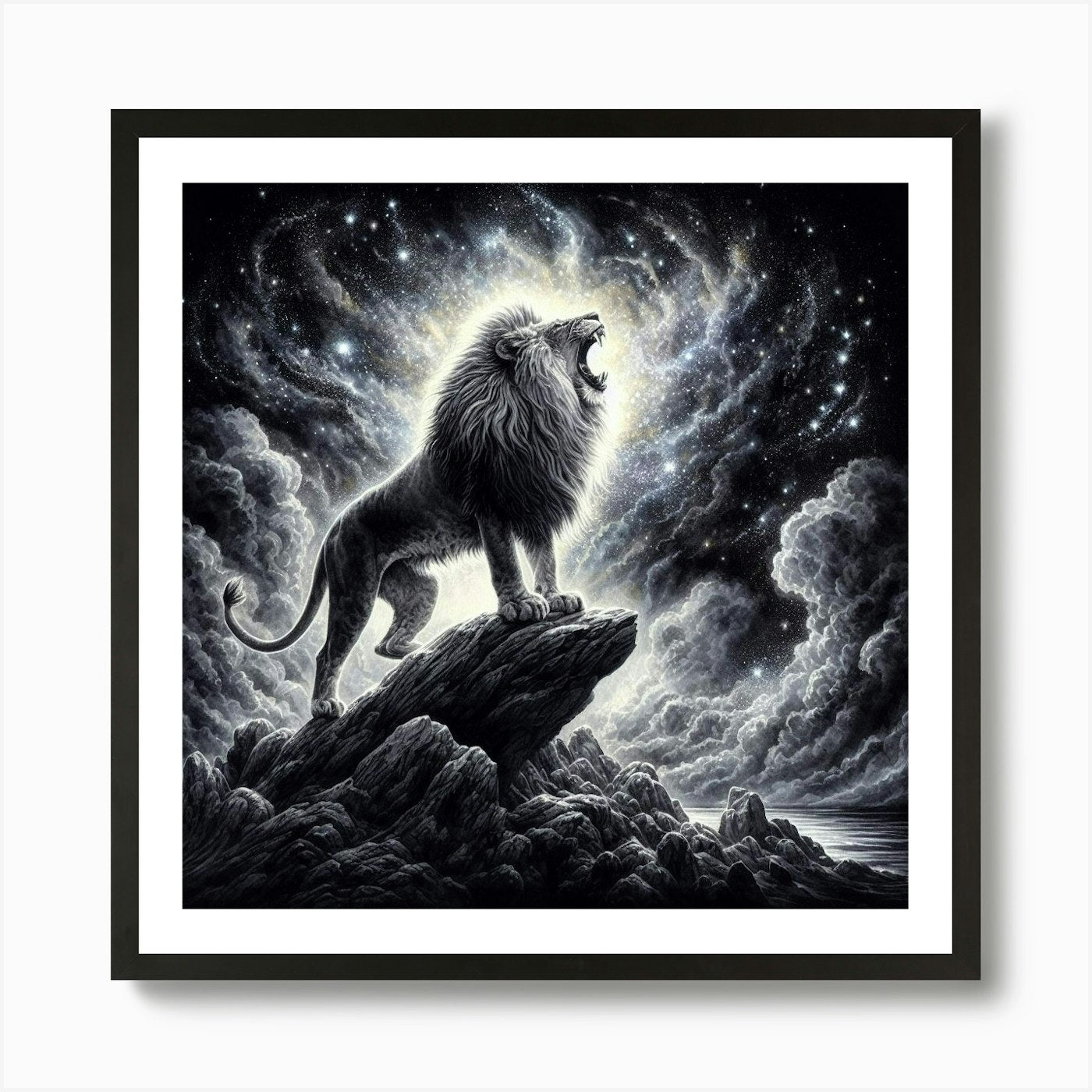 Lion Of The Night 2 Art Print Framed Wall Art Poster Canvas Print Picture