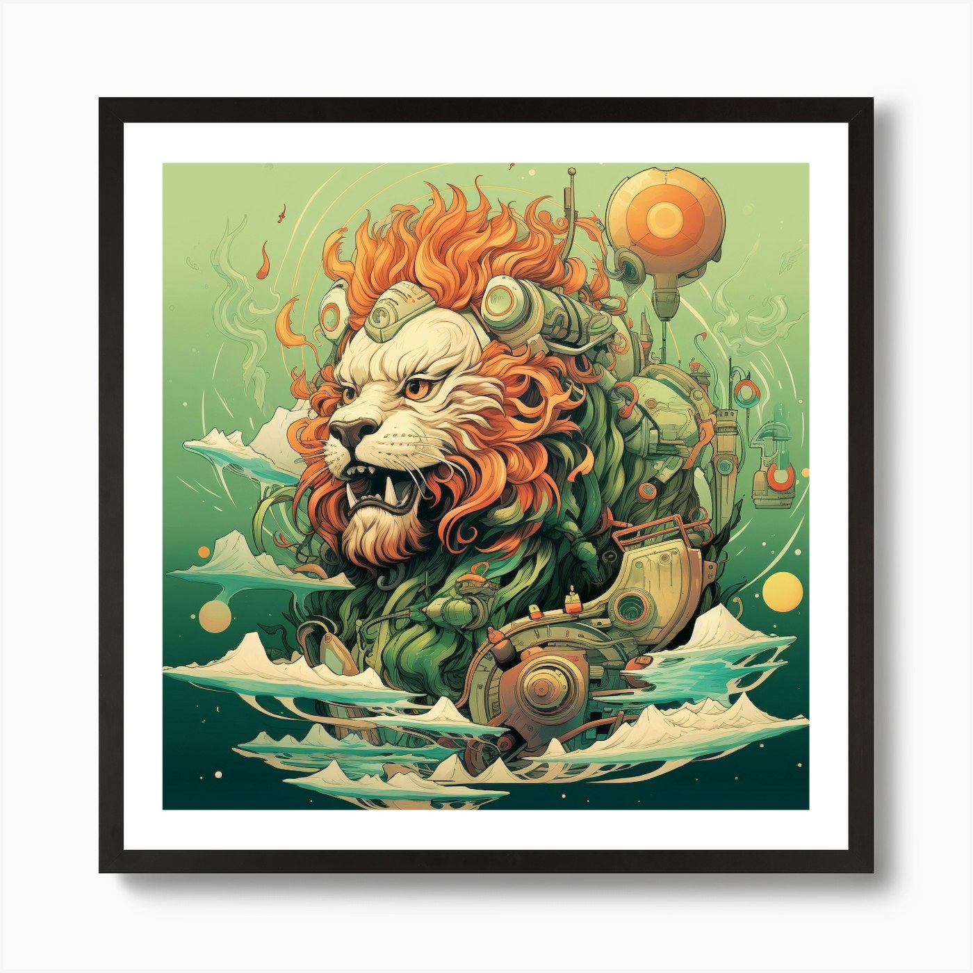 Lion In Space 1 Art Print Framed Wall Art Poster Canvas Print Picture