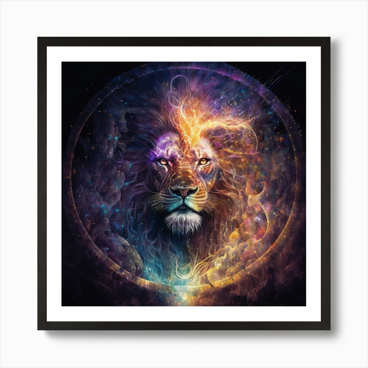 Cosmic Night And Day Lion Art Print Framed Wall Art Poster Canvas Print Picture