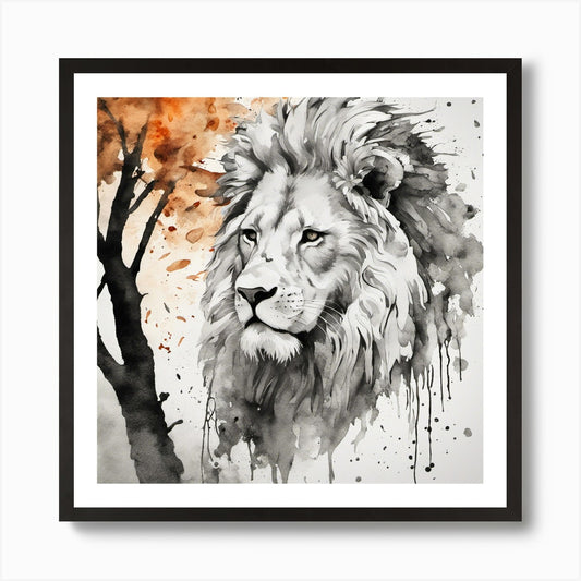 Lion In Watercolor Art Print Framed Wall Art Poster Canvas Print Picture