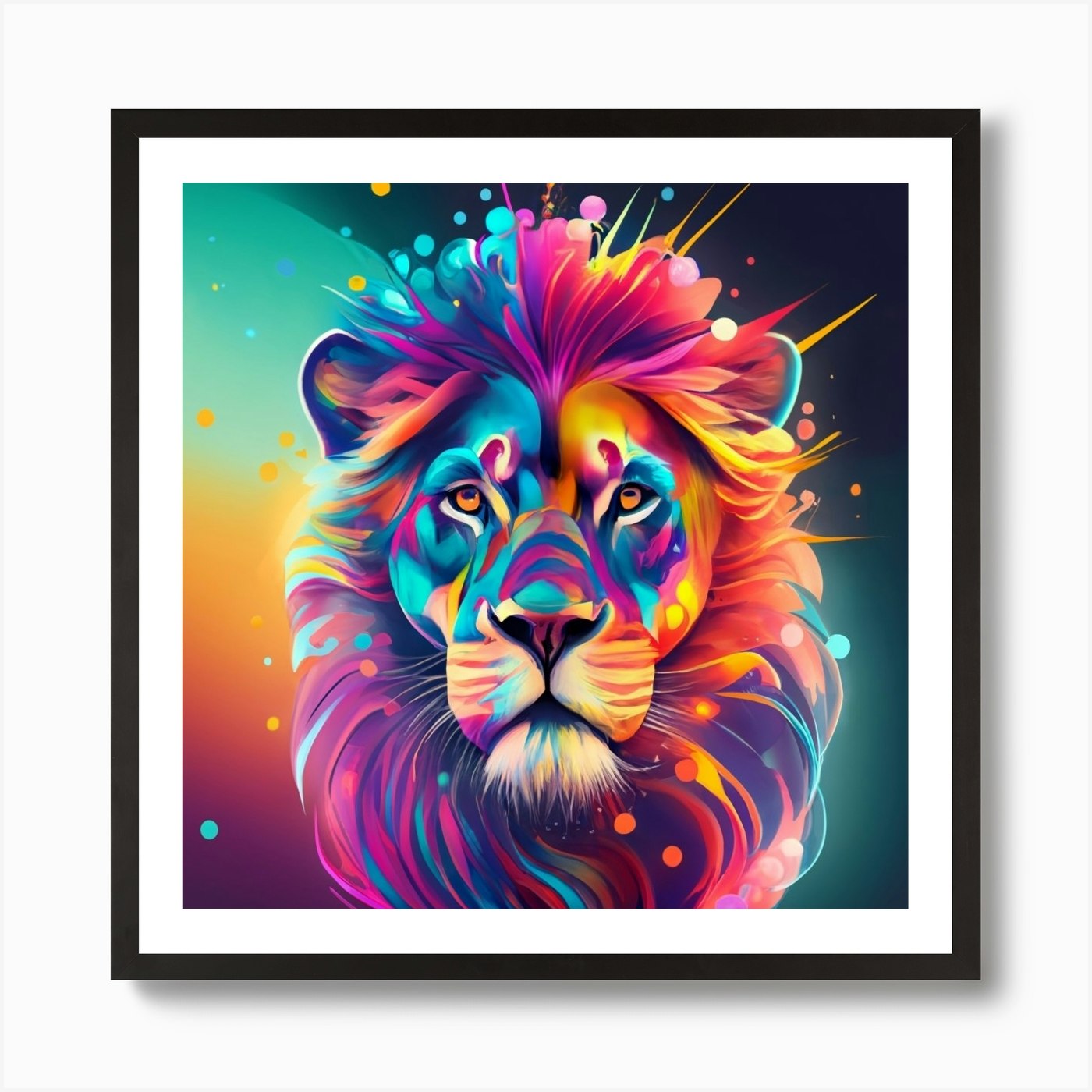Colorful Lion 1 Art Print Framed Wall Art Poster Canvas Print Picture
