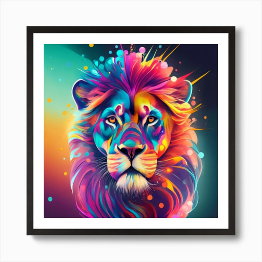 Colorful Lion 1 Art Print Framed Wall Art Poster Canvas Print Picture