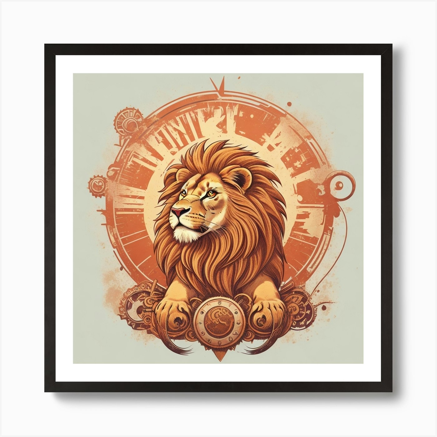 Steampunk Lion Art Print Framed Wall Art Poster Canvas Print Picture