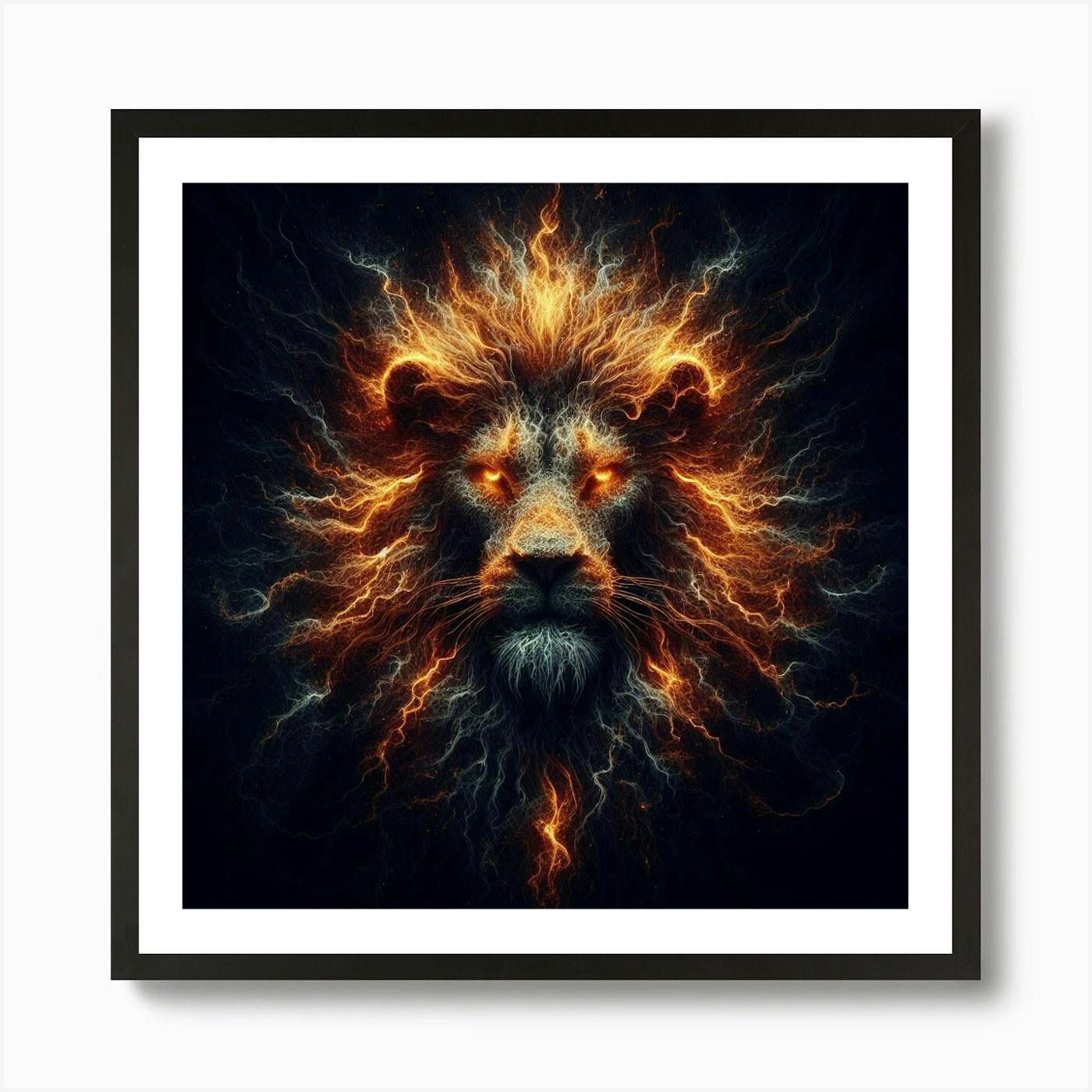 Fire Lion 3 Art Print Framed Wall Art Poster Canvas Print Picture