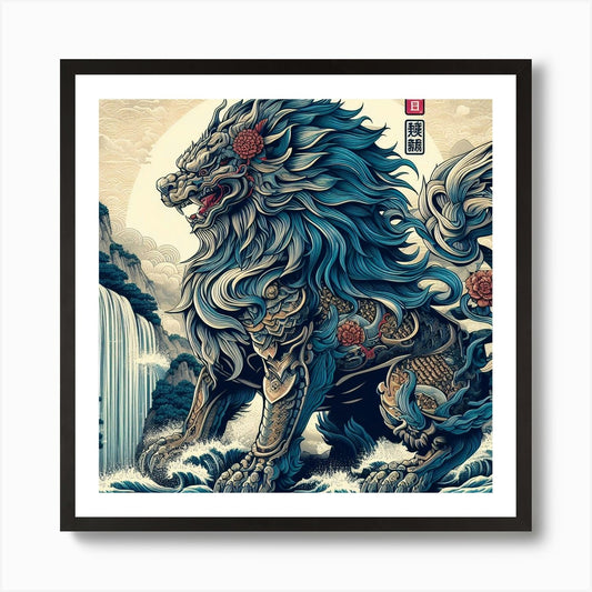 Traditional japanese lion Art Print Framed Wall Art Poster Canvas Print Picture