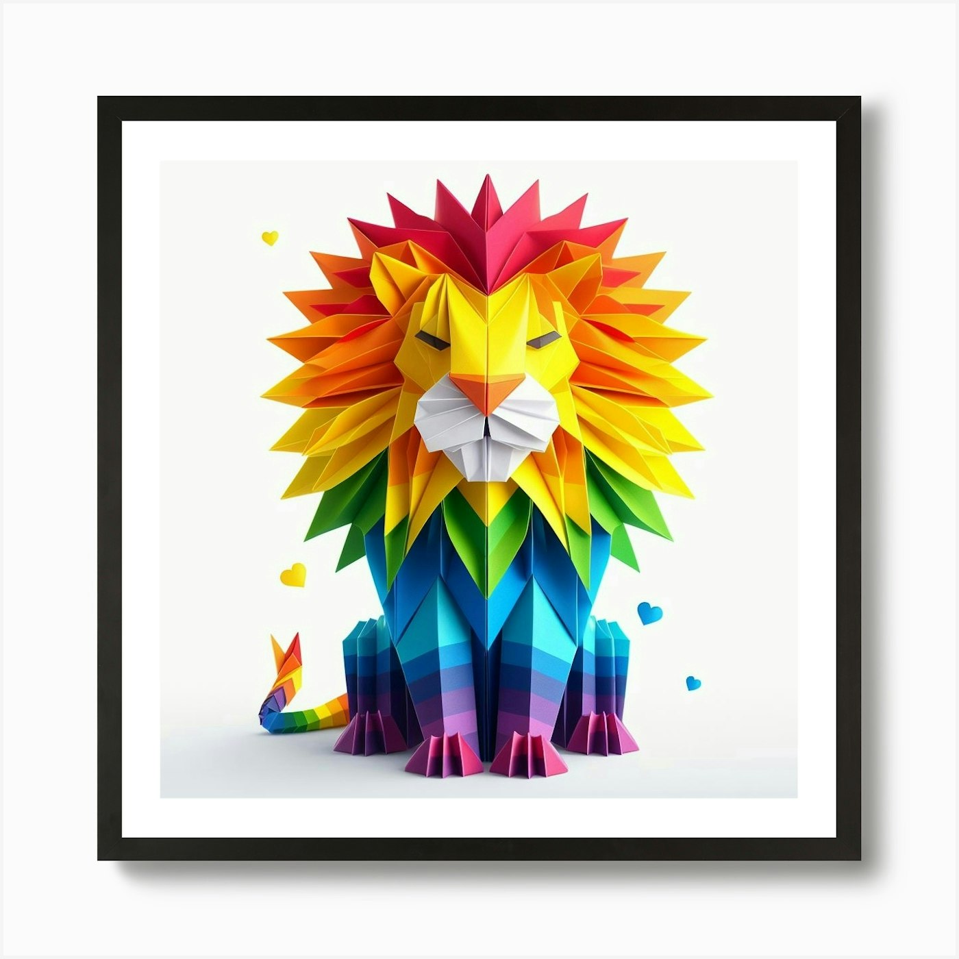 Origami Lion Art Print Framed Wall Art Poster Canvas Print Picture