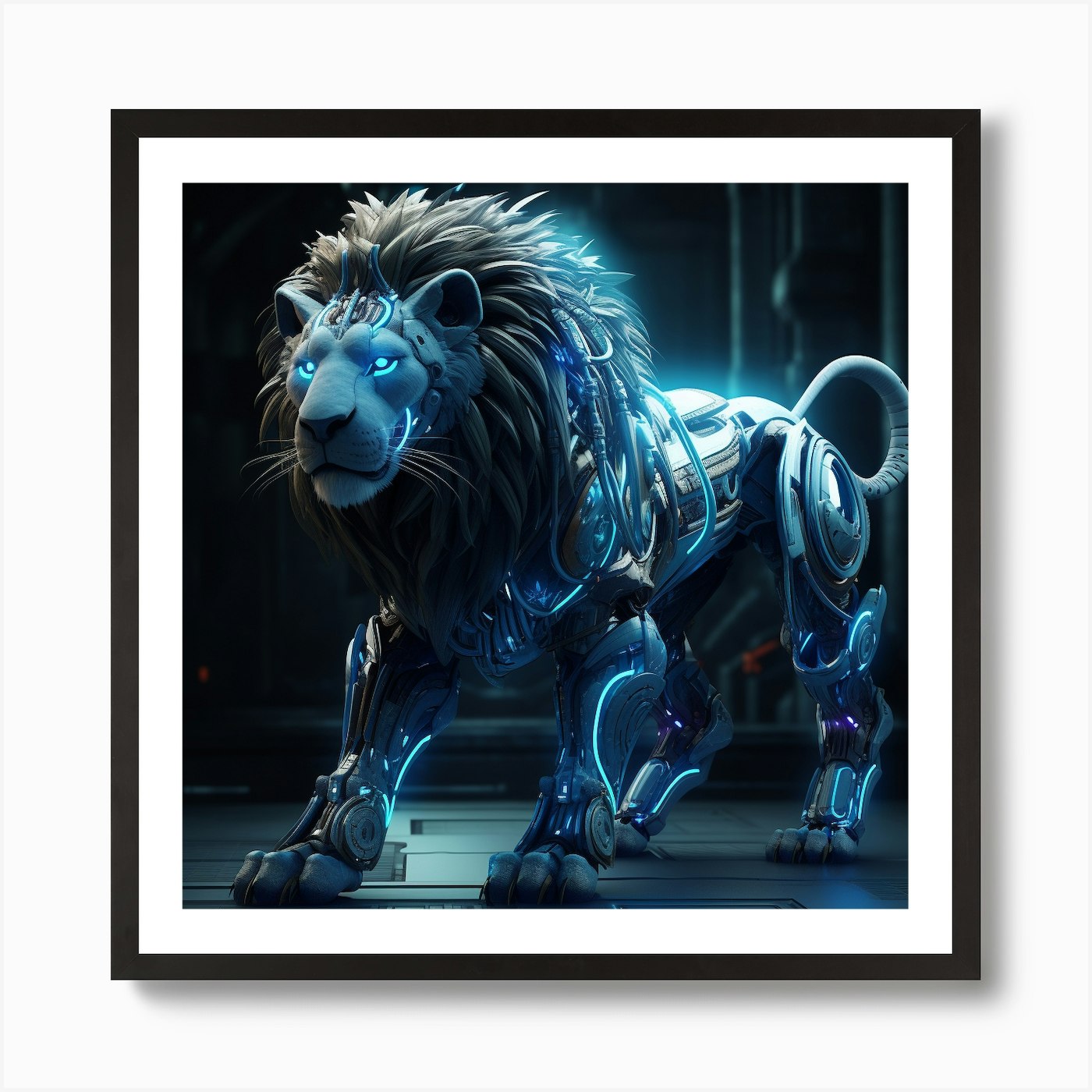 Futuristic Lion Art Print Framed Wall Art Poster Canvas Print Picture