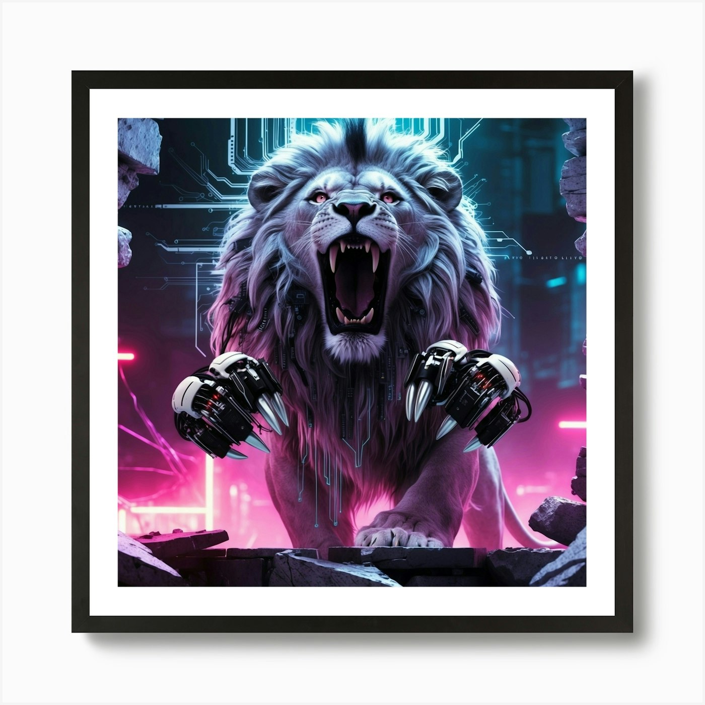 Lion In The Night Art Print Framed Wall Art Poster Canvas Print Picture