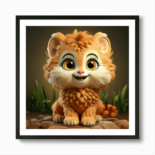 Sassy Cute Lion Art Print Framed Wall Art Poster Canvas Print Picture