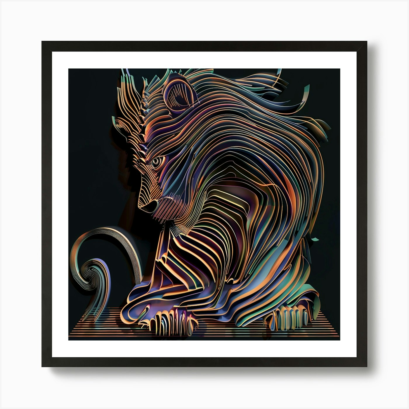 Lion Art Print, Metal Art, Wildlife Framed Wall Art Poster Canvas Print Picture