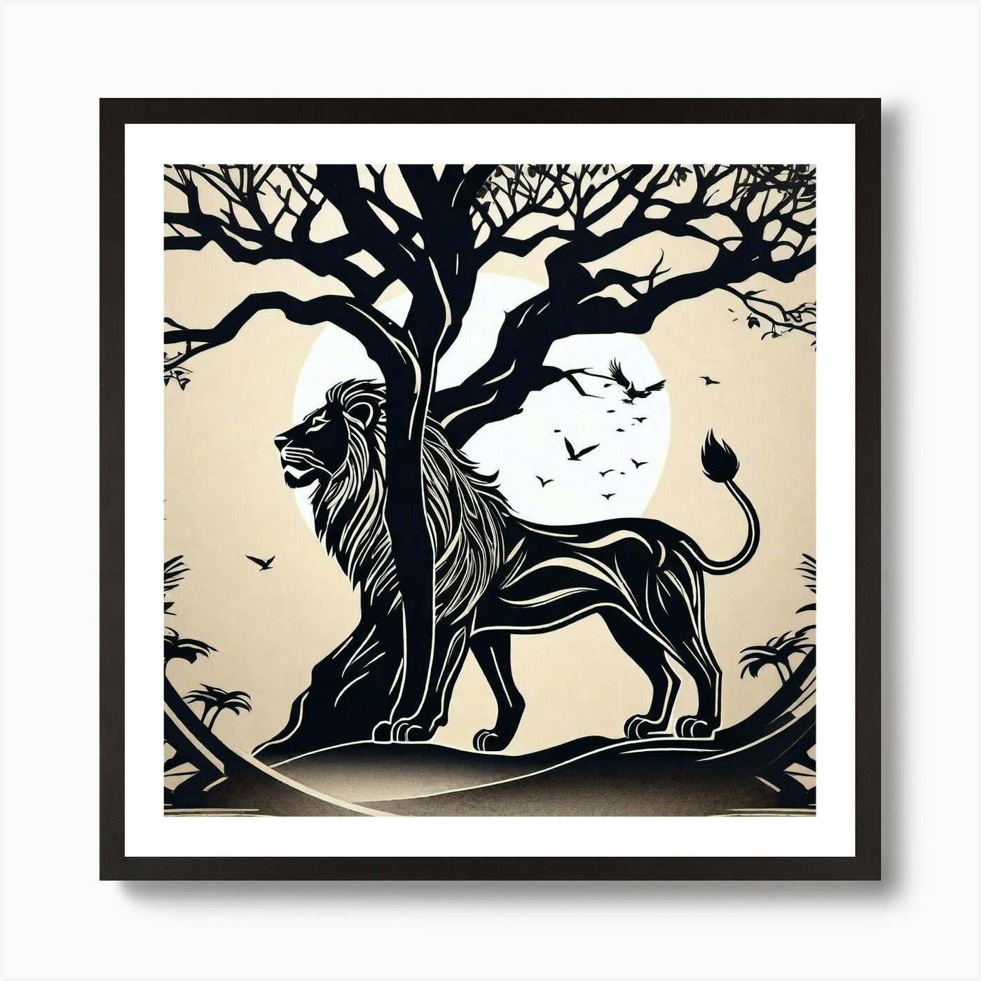 Lion In The Forest 27 Art Print Framed Wall Art Poster Canvas Print Picture