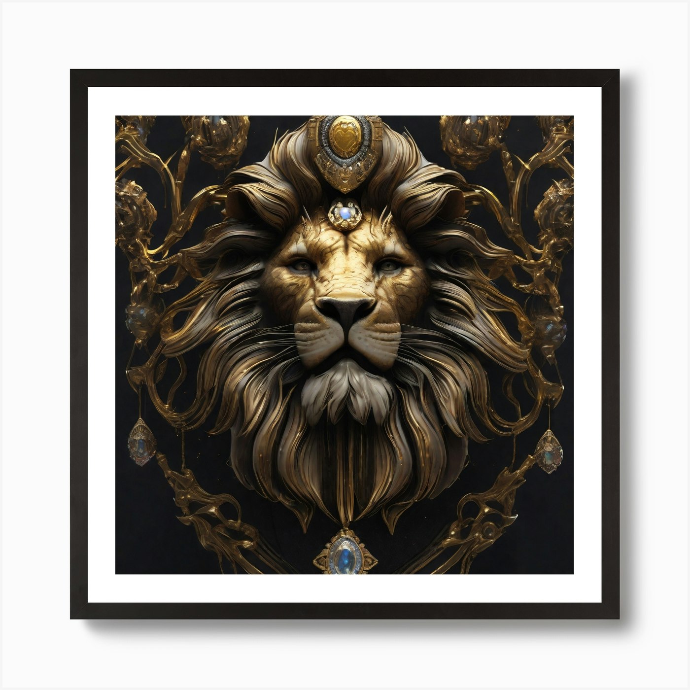 Nobel Lion Head Art Print Framed Wall Art Poster Canvas Print Picture
