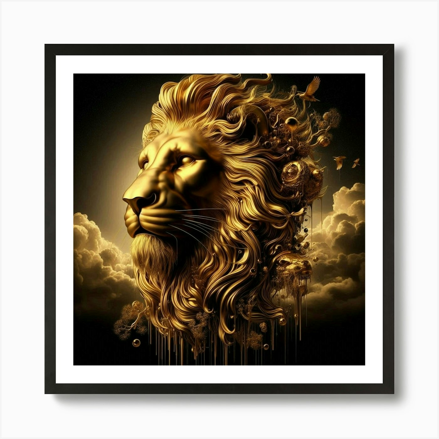 Golden Lion 7 Art Print Framed Wall Art Poster Canvas Print Picture