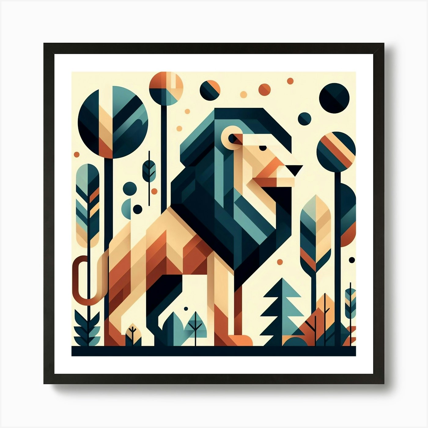 Geometric Lion 2 Art Print Framed Wall Art Poster Canvas Print Picture