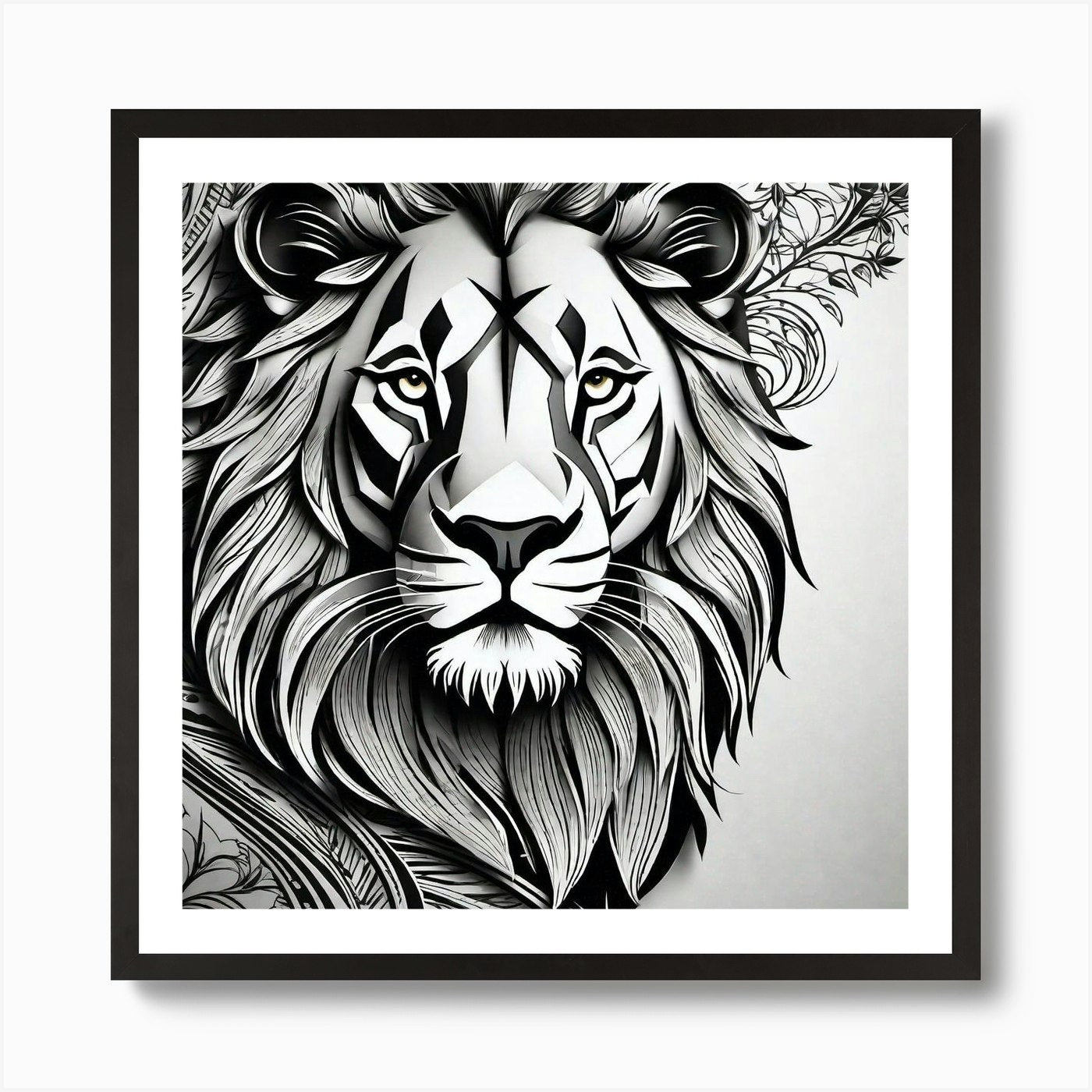 Lion Head 30 Art Print Framed Wall Art Poster Canvas Print Picture