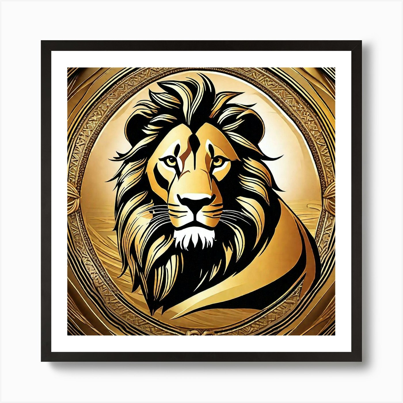 Golden Lion 1 Art Print Framed Wall Art Poster Canvas Print Picture