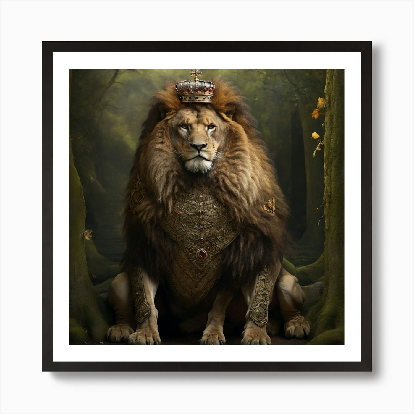 King Lion Art Print Framed Wall Art Poster Canvas Print Picture