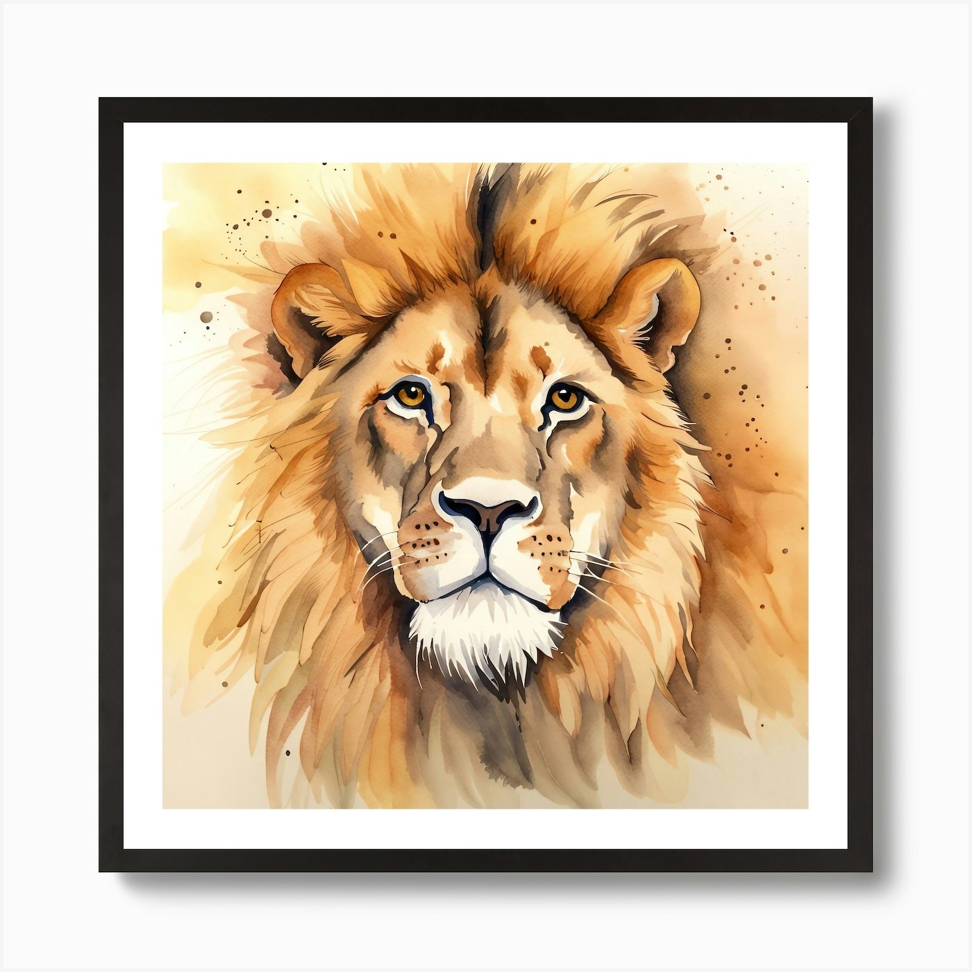 Lion Watercolor Painting Art Print Framed Wall Art Poster Canvas Print Picture