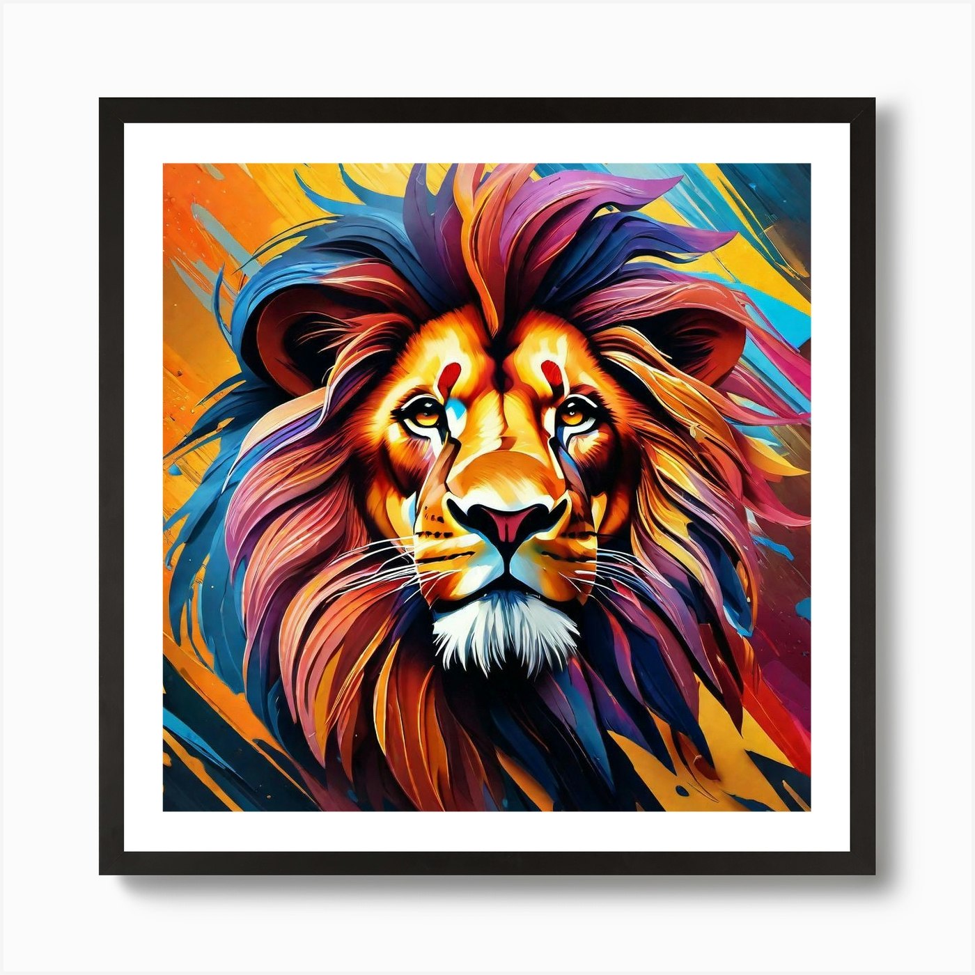 Lion Head Painting 1 Art Print Framed Wall Art Poster Canvas Print Picture