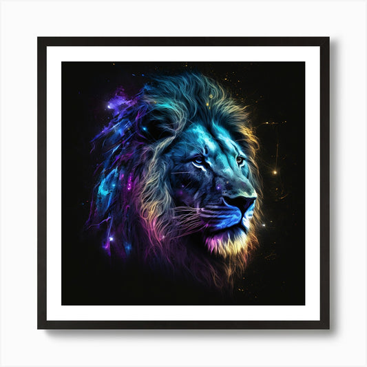 Galaxy Lion Art Print Framed Wall Art Poster Canvas Print Picture