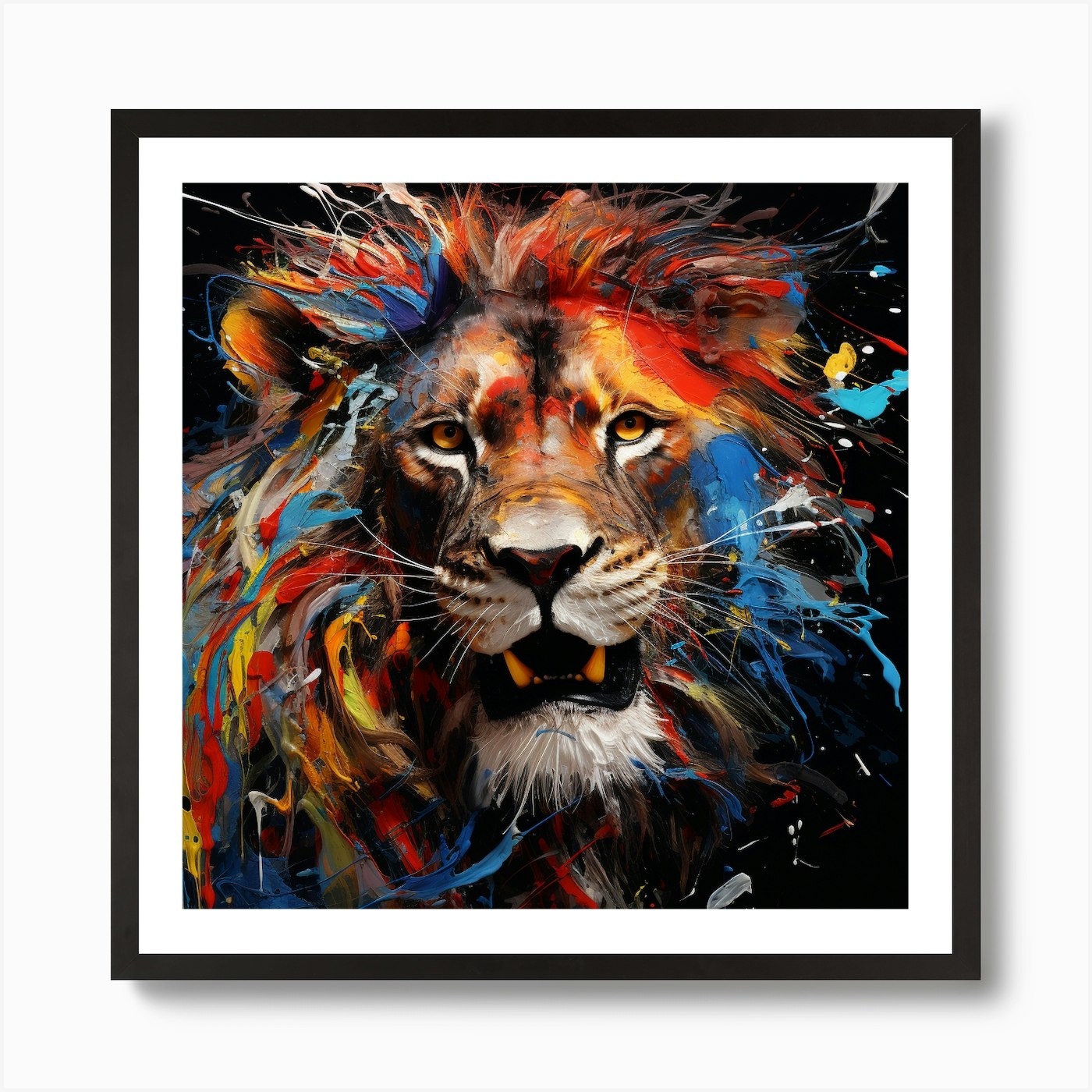 Lion Splash Art Print Framed Wall Art Poster Canvas Print Picture