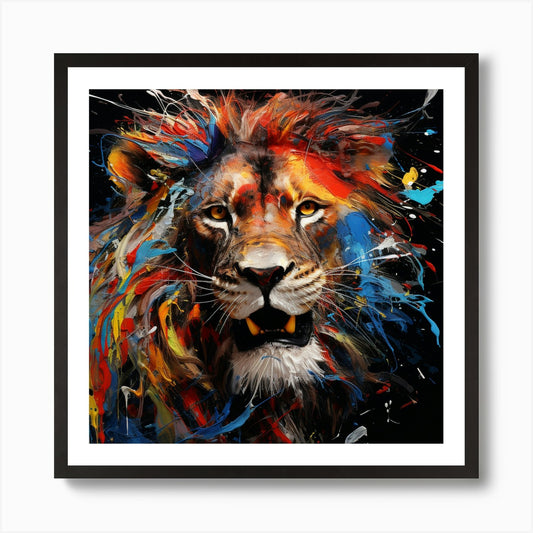 Lion Splash Art Print Framed Wall Art Poster Canvas Print Picture