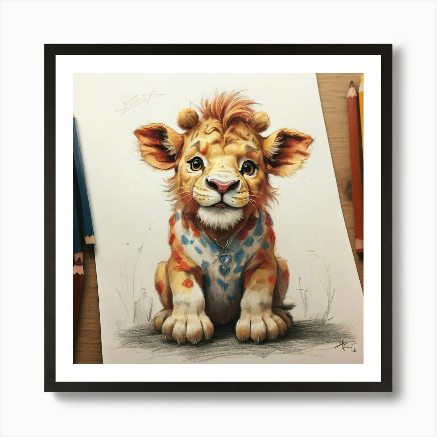 Lion Cub 1 Art Print Framed Wall Art Poster Canvas Print Picture