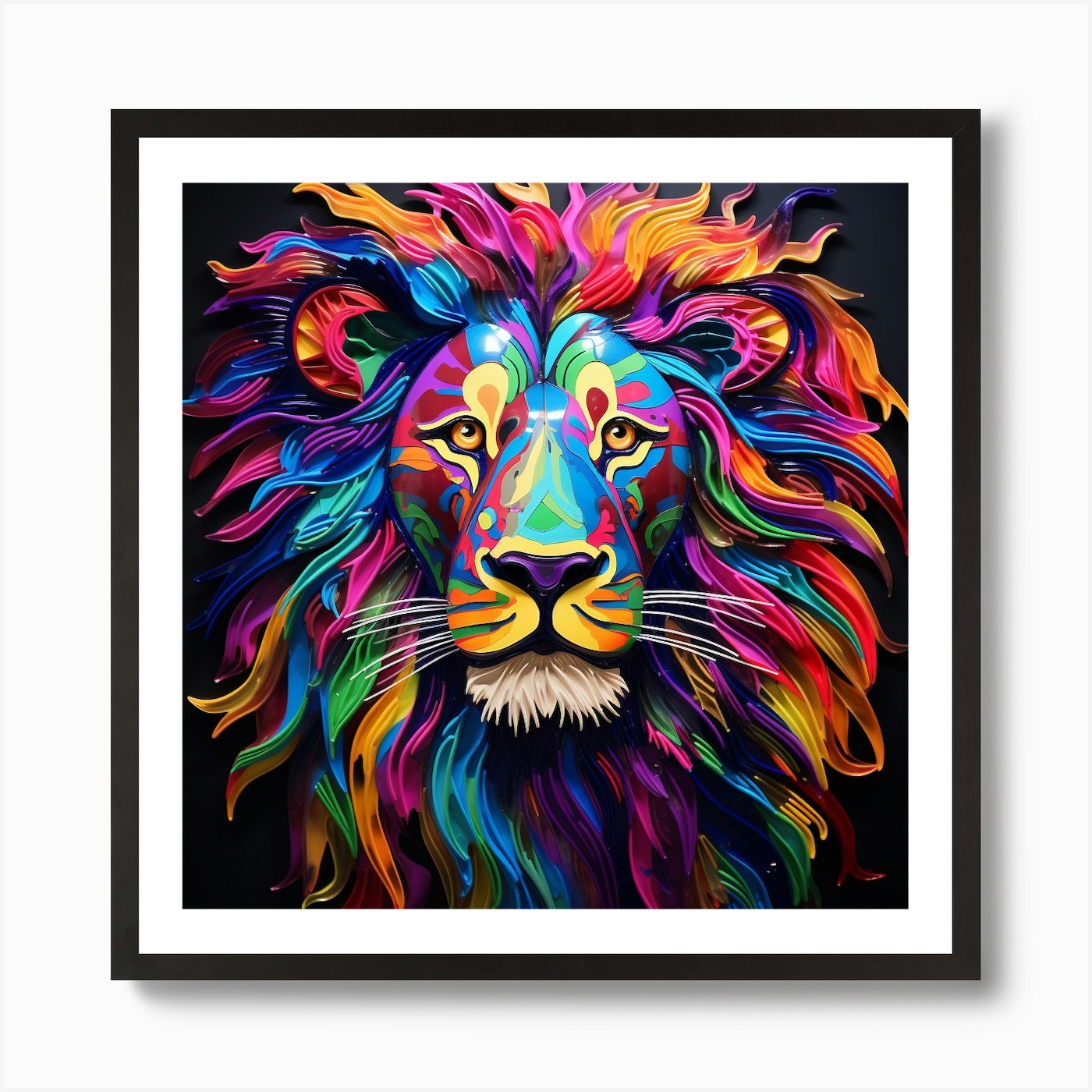 Colorful Lion 4 Art Print Framed Wall Art Poster Canvas Print Picture